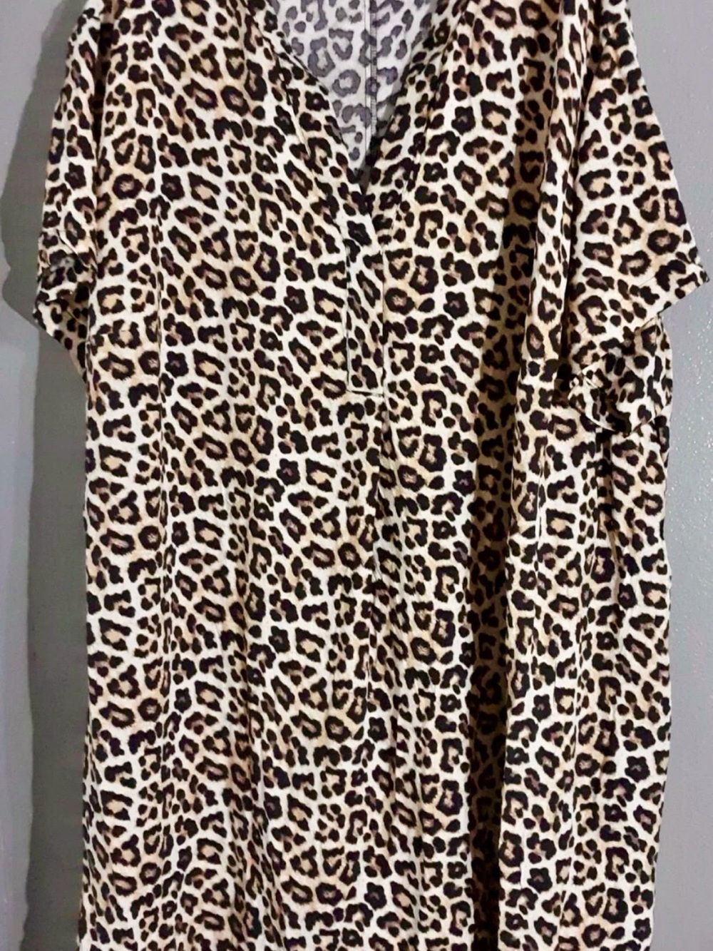 H&M Leopard Print Mini Dress in Black and Tan Lightweight Large